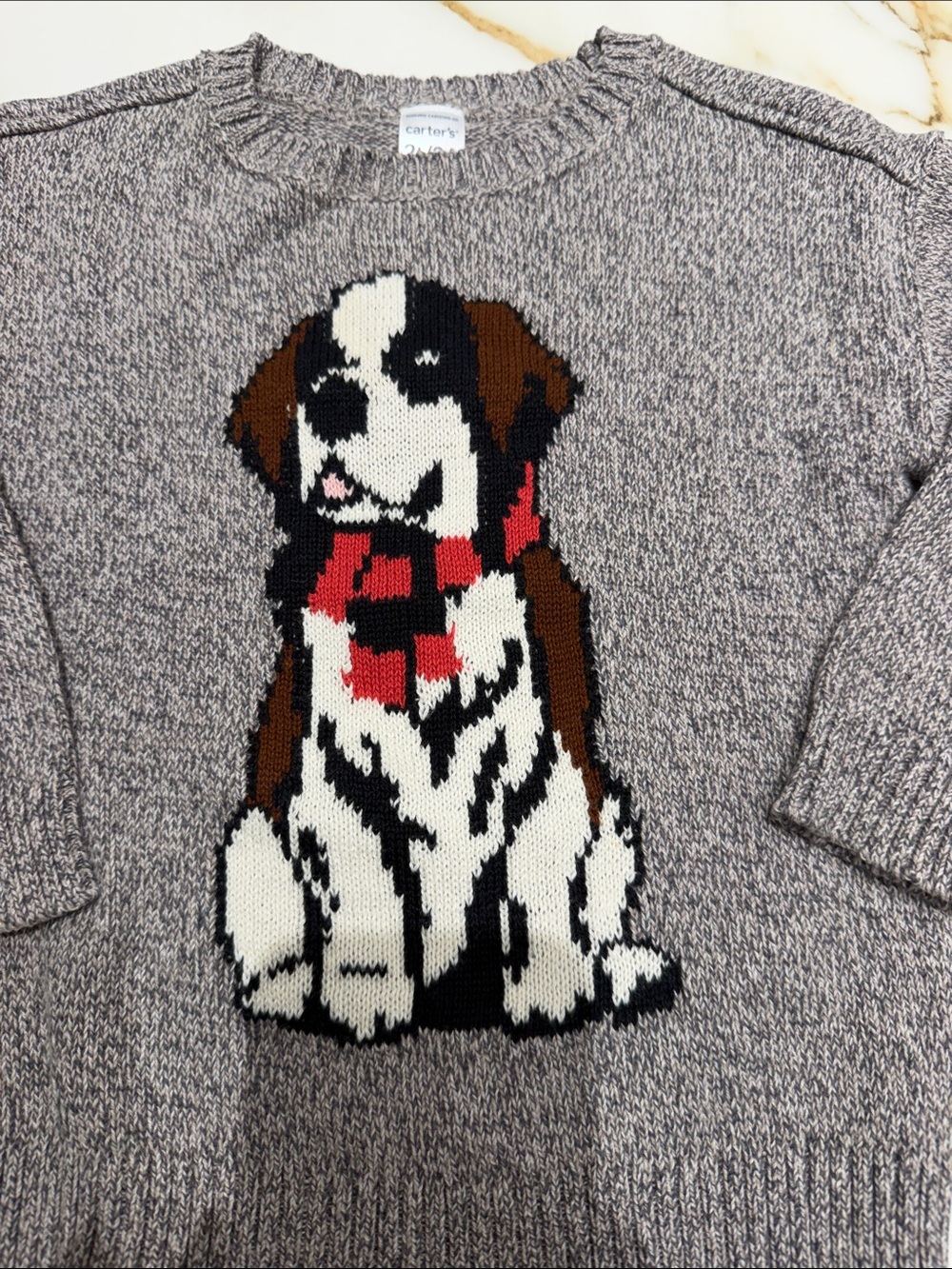 Carter's Gray Marled Knit Sweater with Dog Motif - Picture 2 of 4